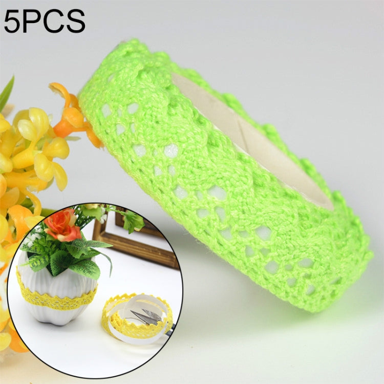 5 PCS Cotton Lace Fabric White Crochet Lace Roll Ribbon Knit Adhesive Tape Sticker Craft Decoration Stationery Supplies