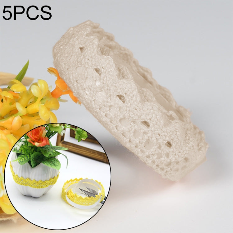 5 PCS Cotton Lace Fabric White Crochet Lace Roll Ribbon Knit Adhesive Tape Sticker Craft Decoration Stationery Supplies