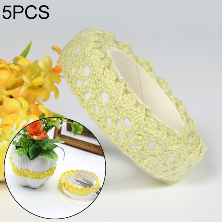 5 PCS Cotton Lace Fabric White Crochet Lace Roll Ribbon Knit Adhesive Tape Sticker Craft Decoration Stationery Supplies