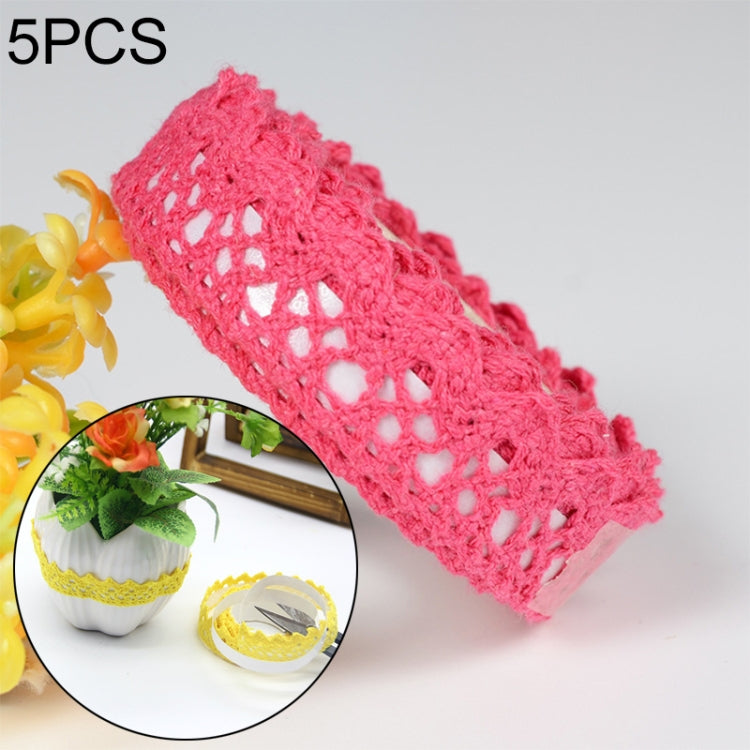 5 PCS Cotton Lace Fabric White Crochet Lace Roll Ribbon Knit Adhesive Tape Sticker Craft Decoration Stationery Supplies