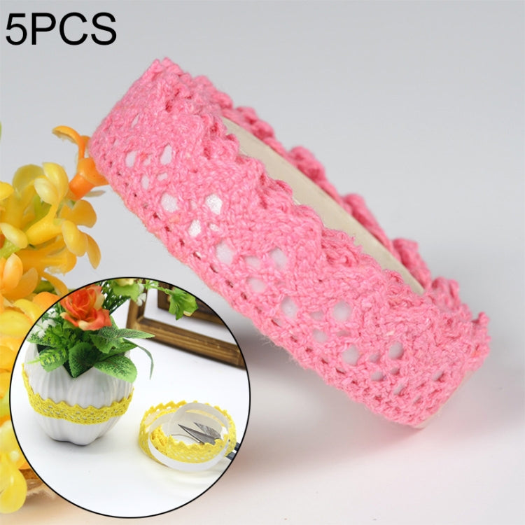 5 PCS Cotton Lace Fabric White Crochet Lace Roll Ribbon Knit Adhesive Tape Sticker Craft Decoration Stationery Supplies