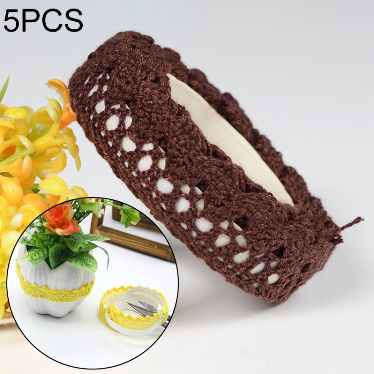 5 PCS Cotton Lace Fabric White Crochet Lace Roll Ribbon Knit Adhesive Tape Sticker Craft Decoration Stationery Supplies