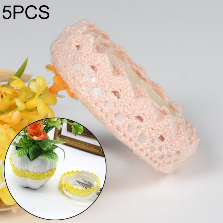 5 PCS Cotton Lace Fabric White Crochet Lace Roll Ribbon Knit Adhesive Tape Sticker Craft Decoration Stationery Supplies