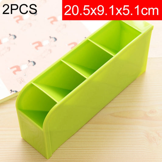 2 PCS Multi-function 4 Grid Desktop Pen Holder Office School Storage Case Plastic Box Desk Pen Pencil Organizer