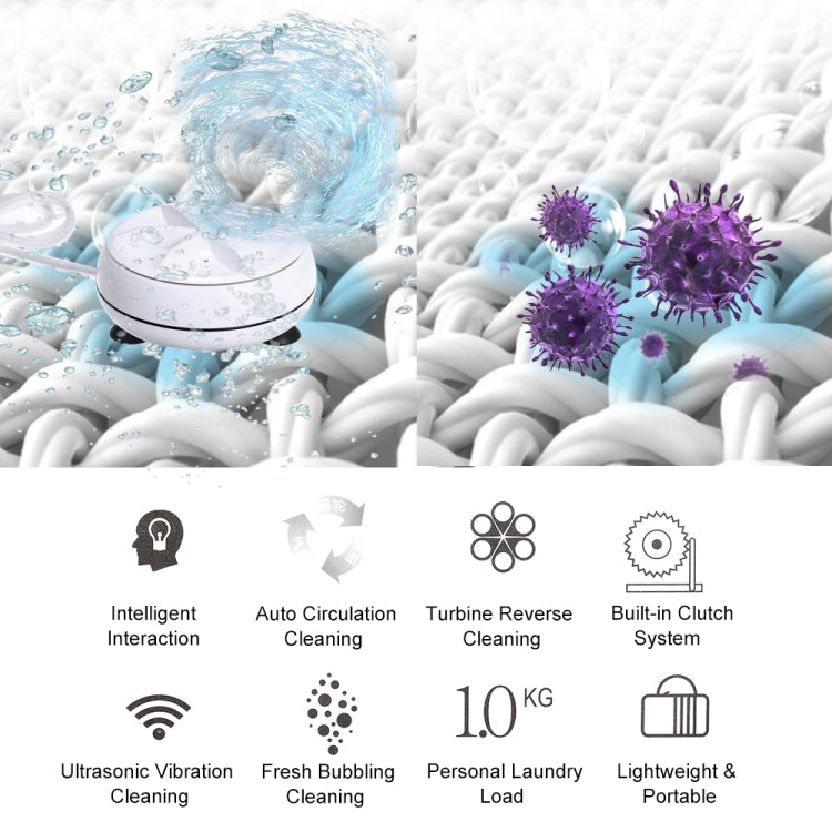 Portable Mini Washing Machine Ultrasonic Turbine Clothes Mini Washer with USB Cable Convenient for Travel