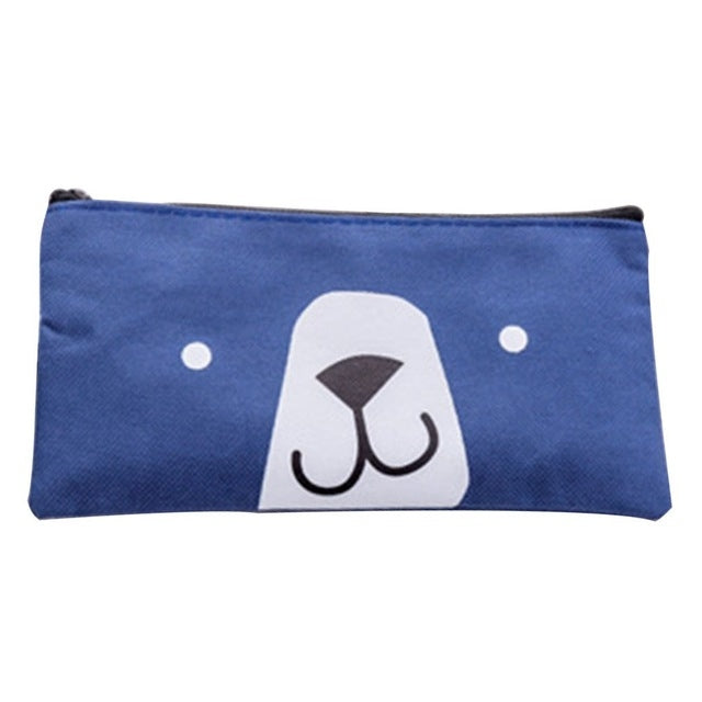 2 PCS Cartoon Dog Simple Big Capacity Pencil Bag Office School Student Supplie Stationery, Grey, Blue, Dark Blue, Light Yellow