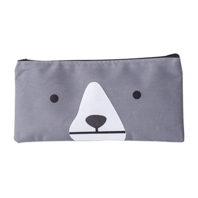 2 PCS Cartoon Dog Simple Big Capacity Pencil Bag Office School Student Supplie Stationery, Grey, Blue, Dark Blue, Light Yellow