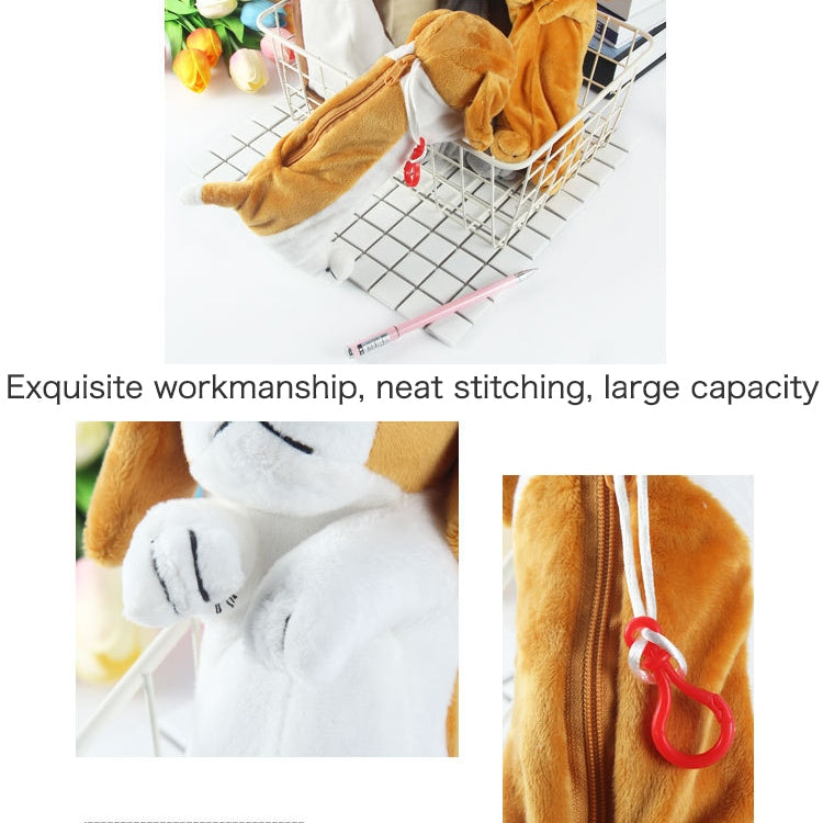 Kawaii Cartoon Plush Dog Pencil Case Cute Animal Pen Bag Box Kids School Supplies Stationery