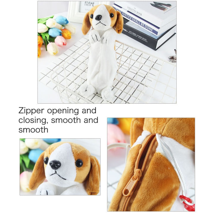 Kawaii Cartoon Plush Dog Pencil Case Cute Animal Pen Bag Box Kids School Supplies Stationery