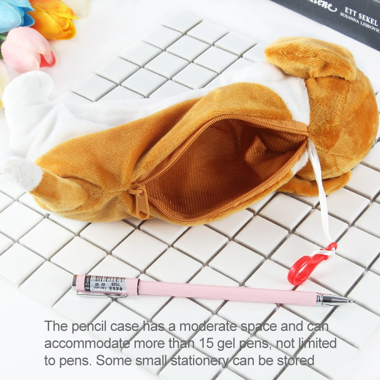 Kawaii Cartoon Plush Dog Pencil Case Cute Animal Pen Bag Box Kids School Supplies Stationery