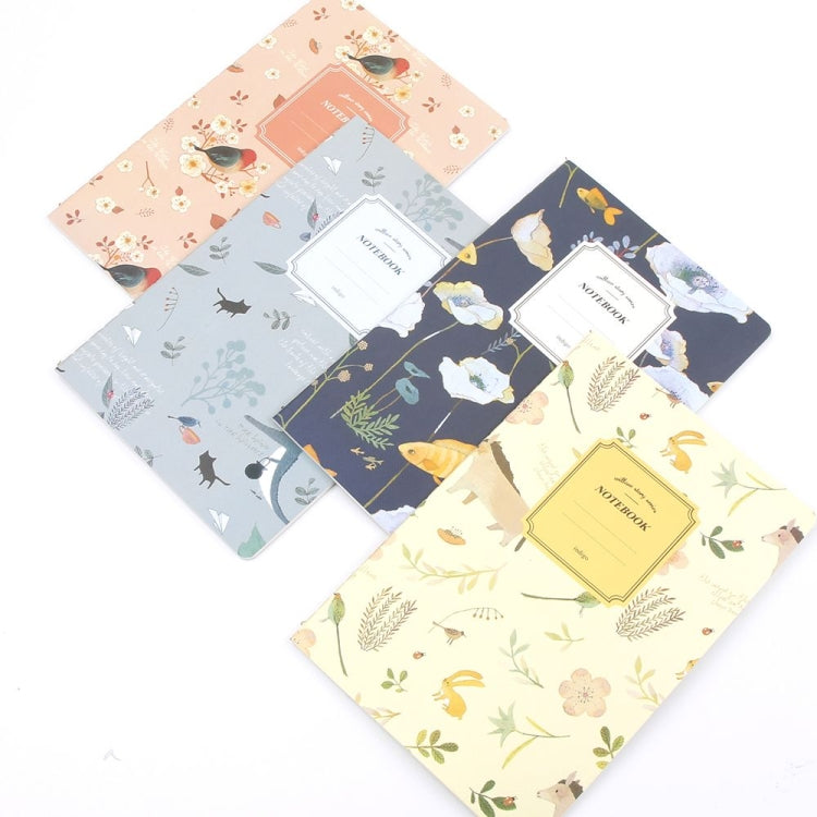 G12G108 Kawaii Cute Nature Flowers Birds Animal Notebook Painting Diary Book Journal Record Office School Supplies, Random Color Delivery