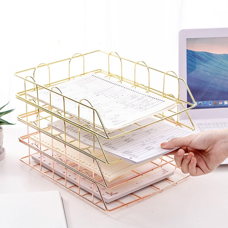 Folding Wrought Iron Letter Magazine Newspaper Holder Storage Rack File Tray Office Desk Organizer Supplies