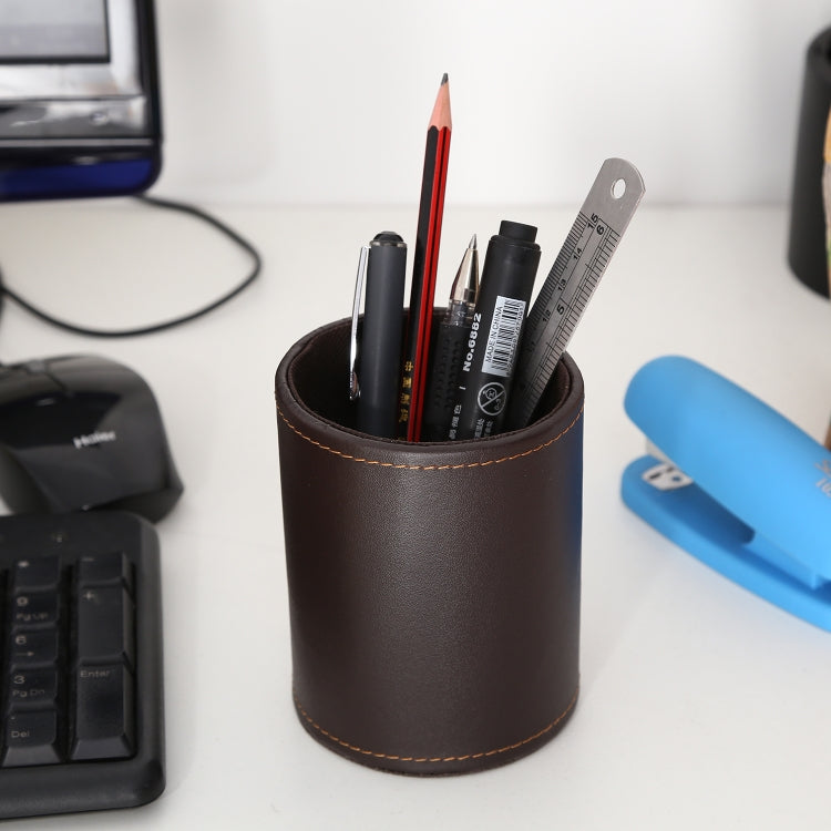 Faux Leather Leather Penholder Desk Supplies Organizer
