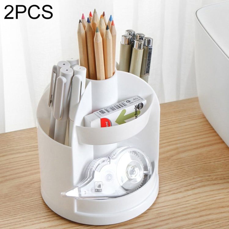 2 PCS Multi-function Rotating Plastic Gift Pen Holder Office Storage Box