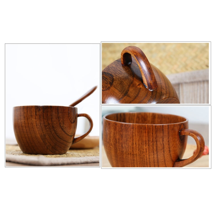 Mini Retro Handmade Wooden Coffee Tea Juice Water Cup Breakfast Beer Milk Drinkware with Handle