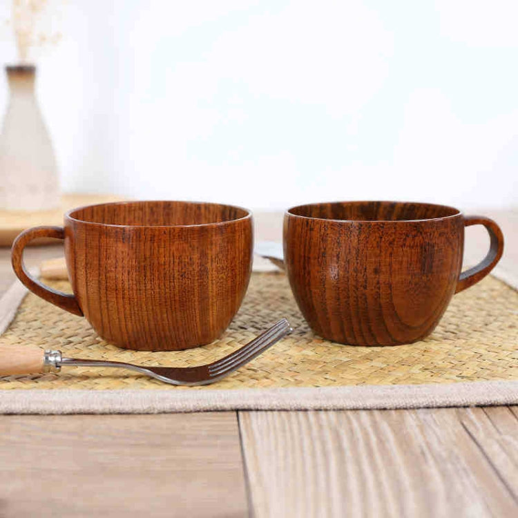 Mini Retro Handmade Wooden Coffee Tea Juice Water Cup Breakfast Beer Milk Drinkware with Handle