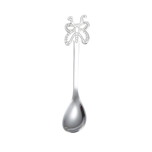 Multicolor Stainless Steel Butterfly Coffee Spoon Fruit Cold Drink Ice Cream Dessert Tea Spoon