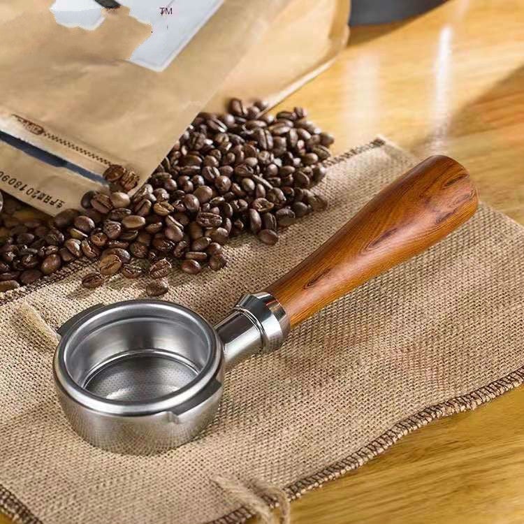Stainless Steel Coffee Machine Filter Bracket Coffee Bottomless Wooden Handle