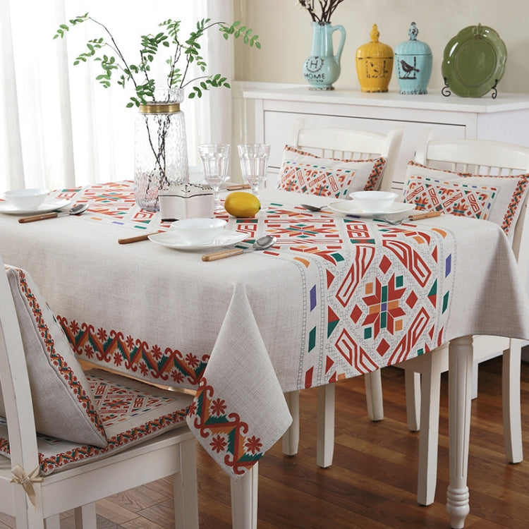 Retro Pattern Linen Table Cloth For Dinner Home Decor Dustproof Table Cover