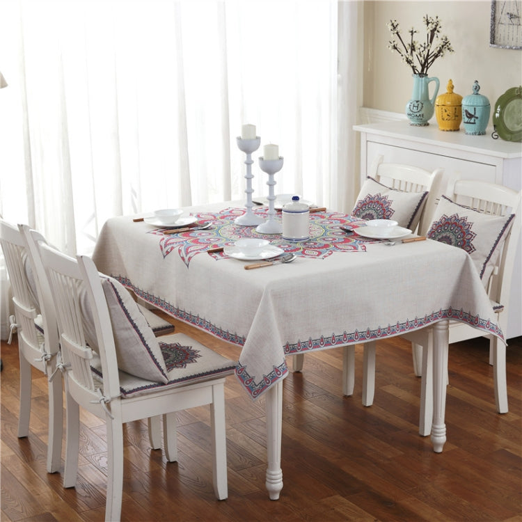 Retro Pattern Linen Table Cloth For Dinner Home Decor Dustproof Table Cover