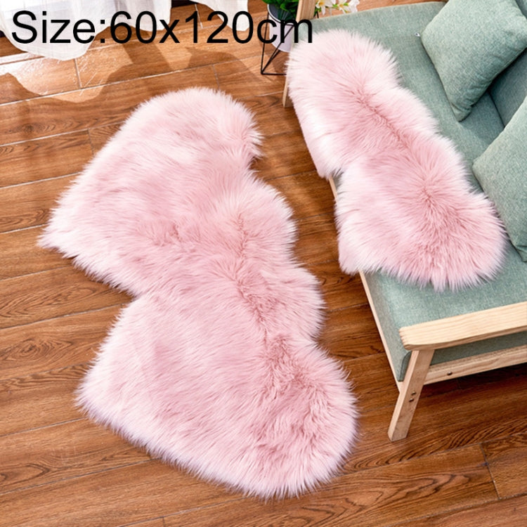 Creative Double Heart Imitation Wool Carpet Sofa Cushion Mat Plush Bedroom Living Room Floor Rugs