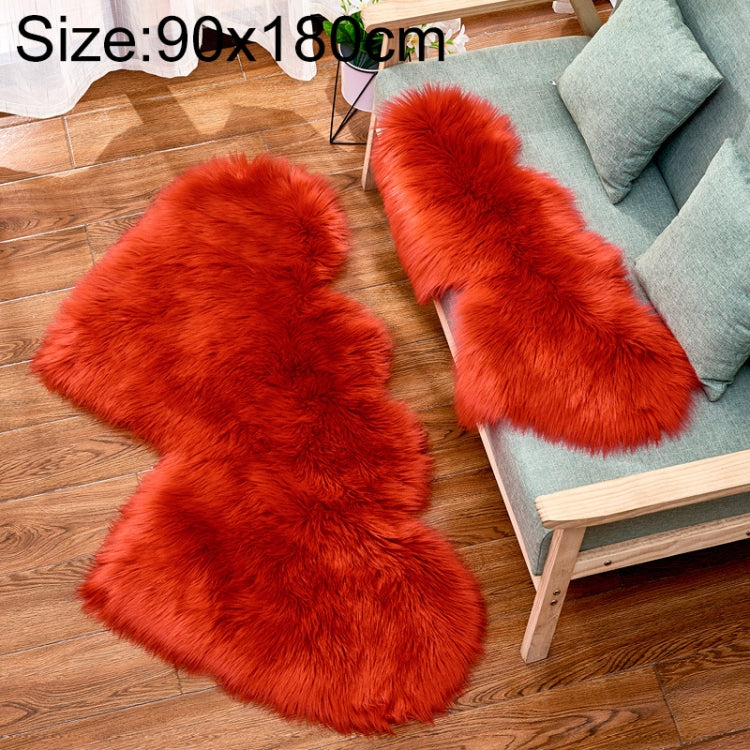 Creative Double Heart Imitation Wool Carpet Sofa Cushion Mat Plush Bedroom Living Room Floor Rugs
