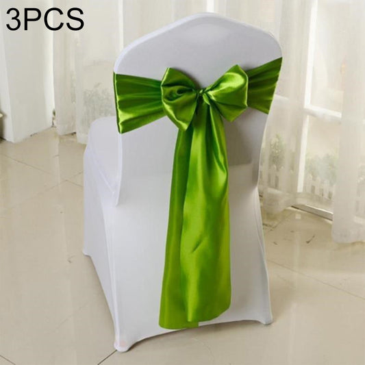 3 PCS Satin Fabric Chair Bows Wedding Chairs Knot Decoration