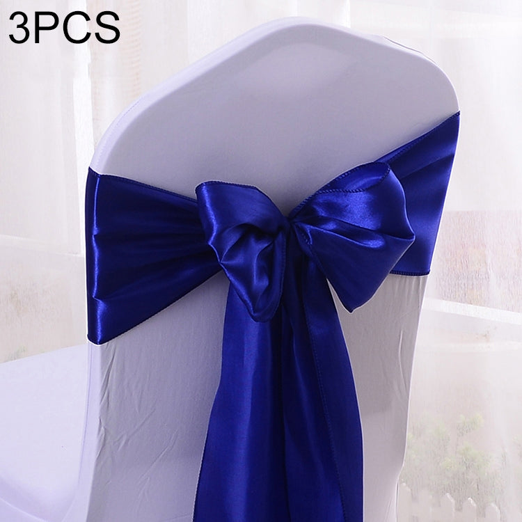 3 PCS Satin Fabric Chair Bows Wedding Chairs Knot Decoration
