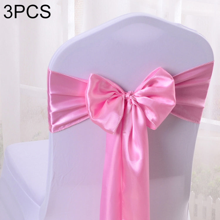 3 PCS Satin Fabric Chair Bows Wedding Chairs Knot Decoration
