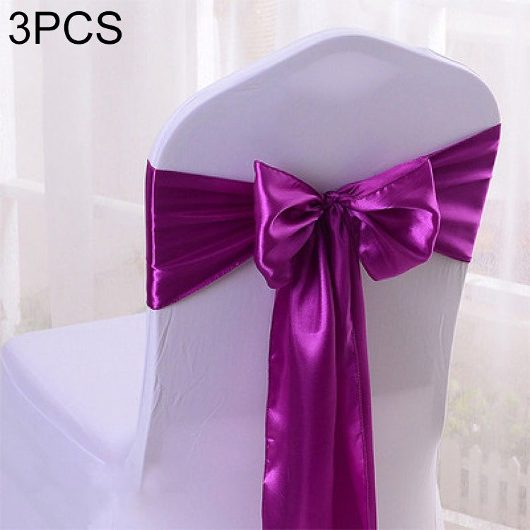 3 PCS Satin Fabric Chair Bows Wedding Chairs Knot Decoration