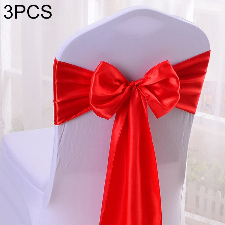 3 PCS Satin Fabric Chair Bows Wedding Chairs Knot Decoration