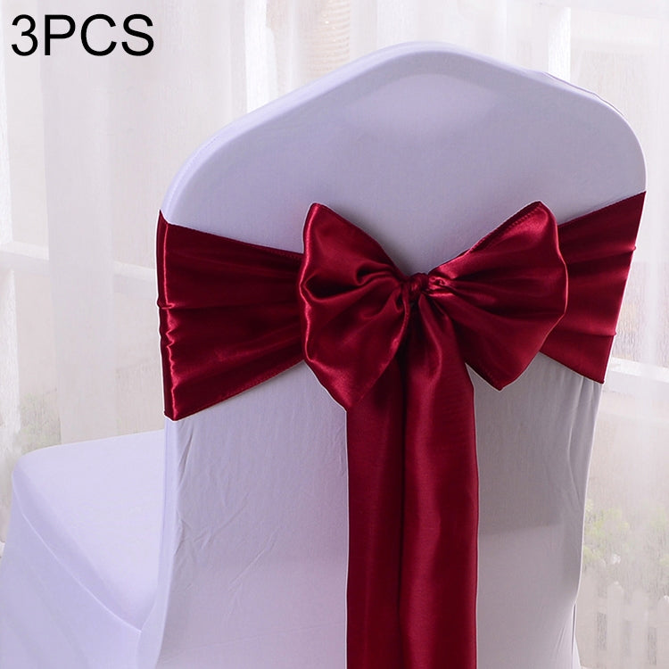 3 PCS Satin Fabric Chair Bows Wedding Chairs Knot Decoration