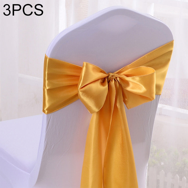 3 PCS Satin Fabric Chair Bows Wedding Chairs Knot Decoration