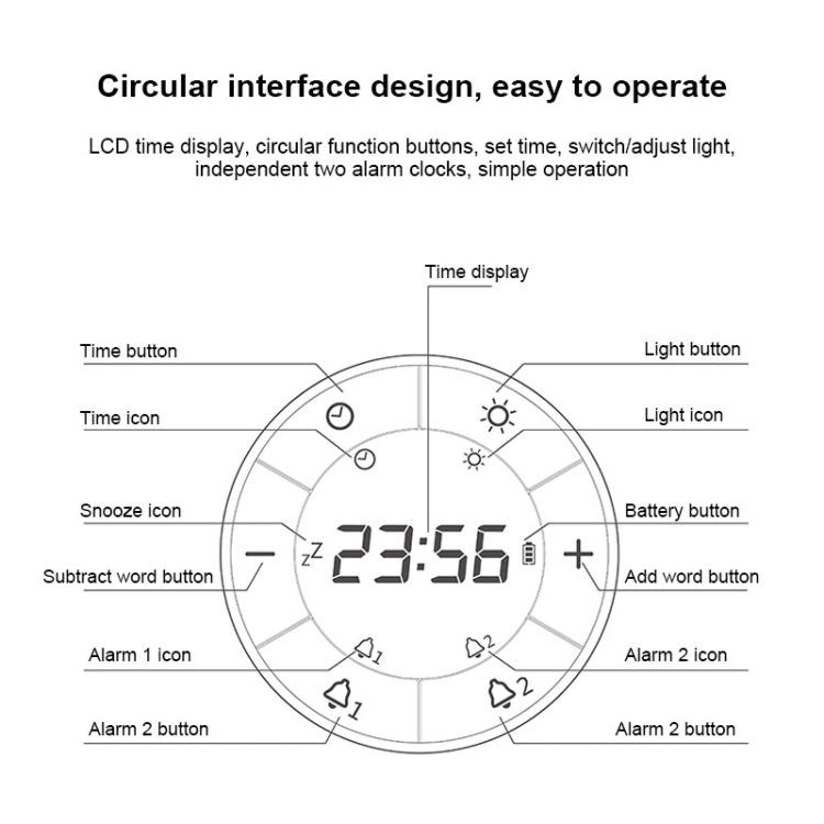 Simple Home Creative Multi-function Charging Stepless Dimming Alarm Clock Night Light