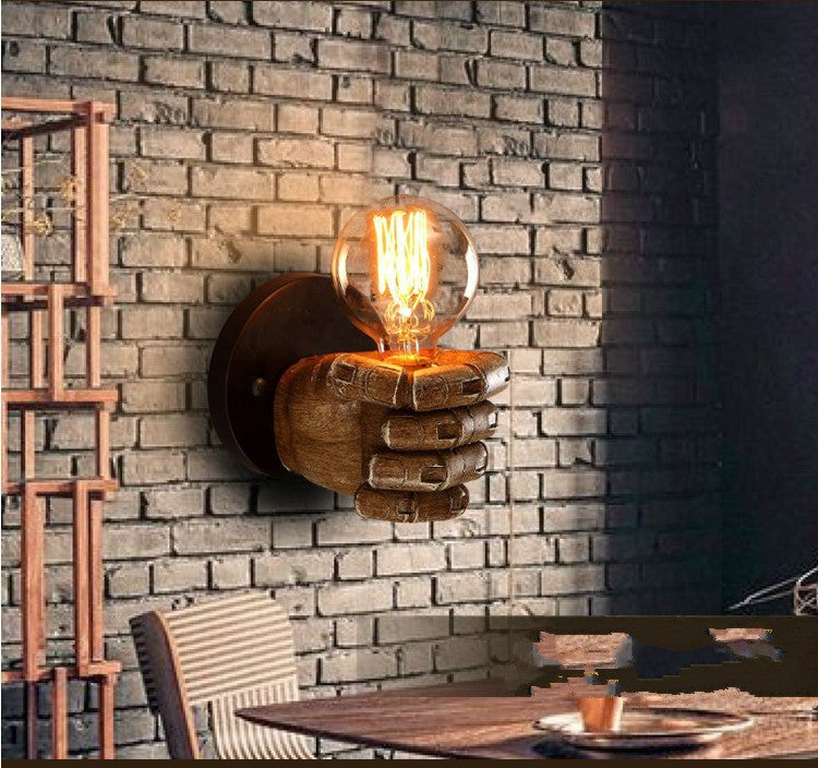 Creative Personality Fist Wall Lamp Bedroom Bedside Restaurant Cafe Resin Decorative Antique Lamps