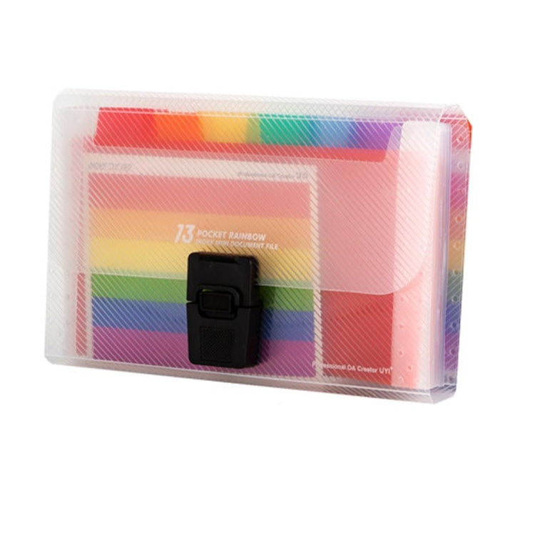 13 Grid Expanding File Folder A6 Document Buckle Lanyard Bag Multicolor Expanding File