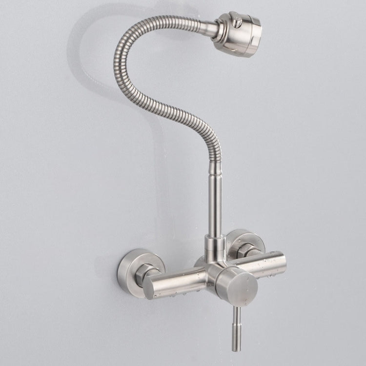 Stainless Steel Material Wall Mounted Kitchen Sink Mixer Faucet Free Rotation Hose Water Tap