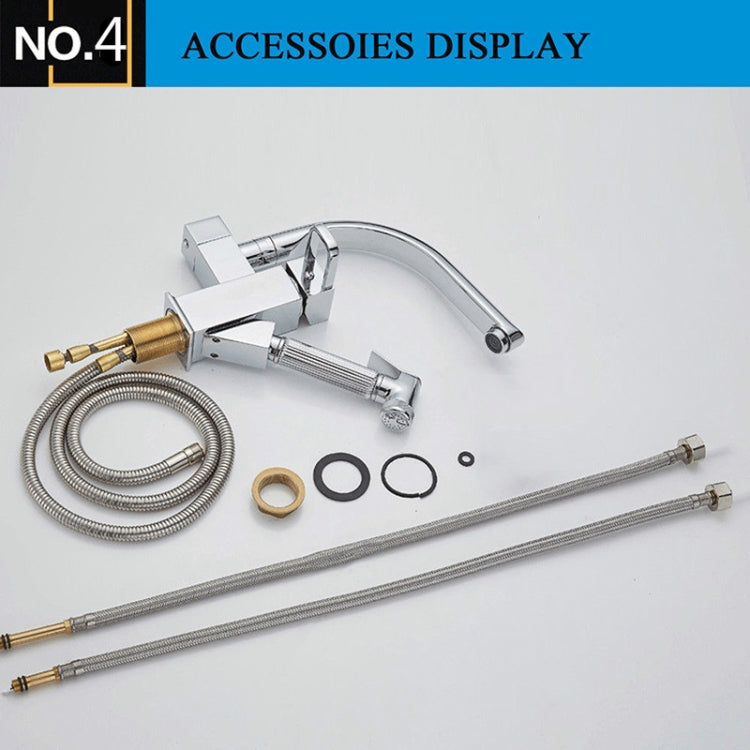 Kitchen Faucet Mixer Tap Single Handle Two Swivel Spouts Hot Cold Water Tap Pull Out Flushing Spray Tap