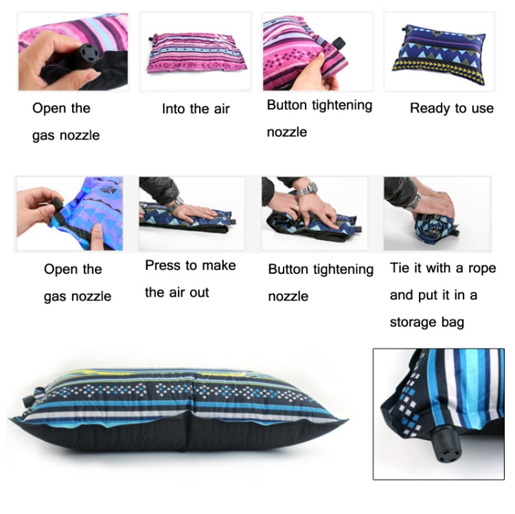 Portable Ethnic Style Automatic Inflatable Pillows Outdoor Camping Tent Camping Equipment Car Travel Pillows