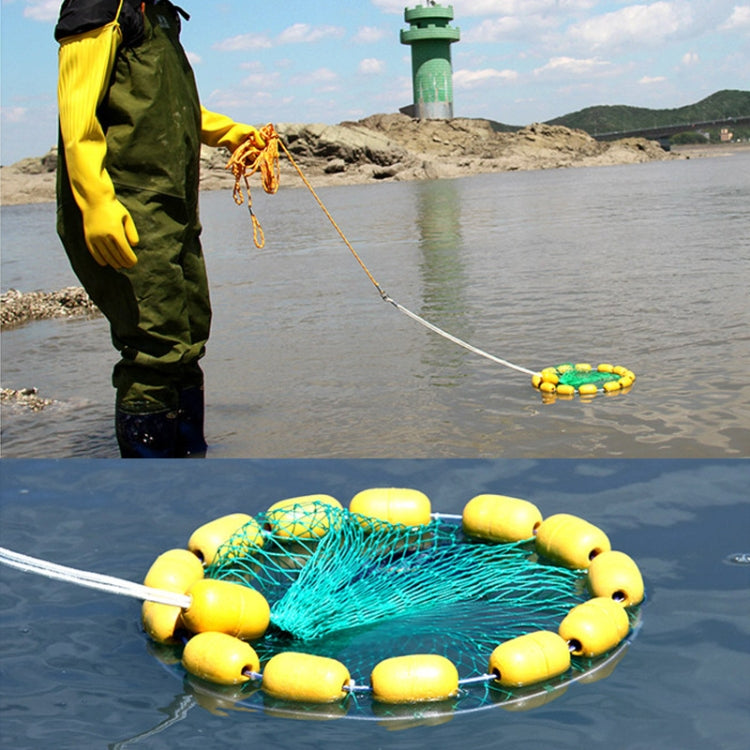 Outdoor Buoyancy Fishnet 3 Circle Fold Portable Fish Cage Multi-Float Sea Fishing Net