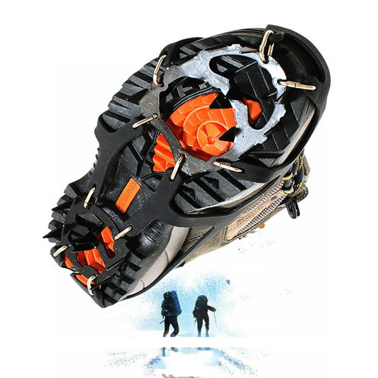 18 Teeth Silica Gel Steel Claw Ice Climbing on Foot Non-slip Mountaineering Foot Cover, One Pair