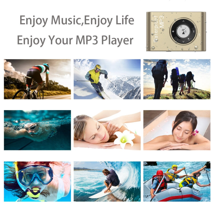 IPX8 Waterproof Swimming Diving Sports MP3 Music Player with Clip & Earphone, Support FM