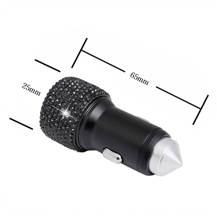 Diamond Car Dual USB Fast Charge Mobile Phone Safety Hammer Charger