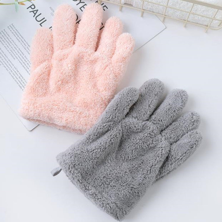Singe Fast Dry Hair Gloves Quick Drying Coral Velvet Absorbent Gloves