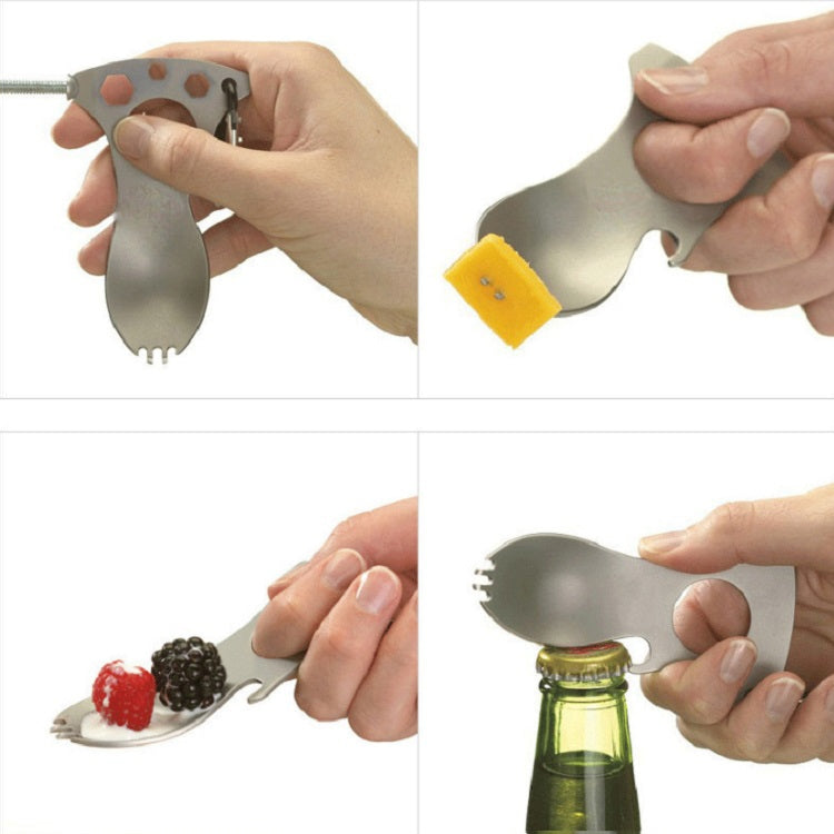 Outdoor Multifunctional Camping Spoon Stainless Steel Tableware Portable Picnic Tableware Fork And Spoon