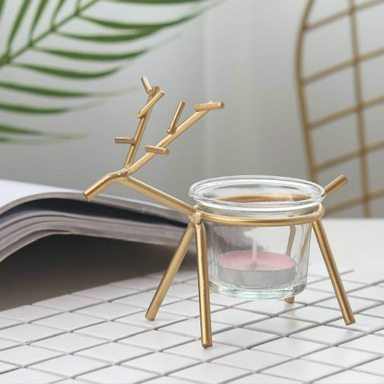 Wrought Iron Deer Candlestick Home Desktop Atmosphere Decoration Candle Holder Decoration