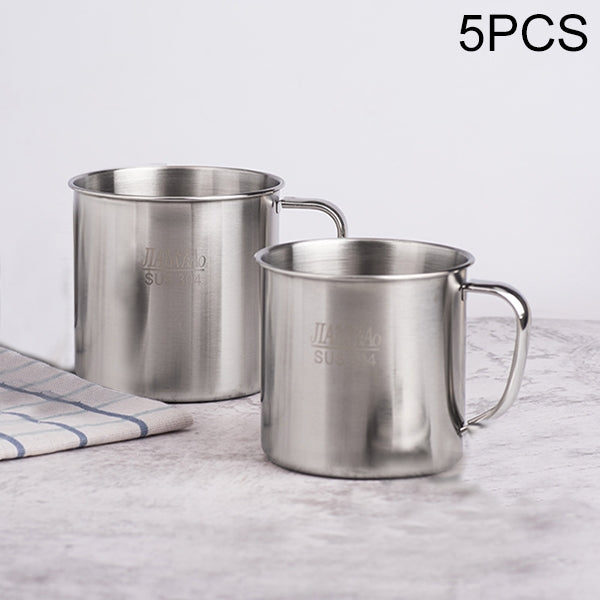 5 PCS Extra Thick 304 Stainless Steel Cup Children's Mouth Cup with Handle Cover Household adult Drinking Water Cup