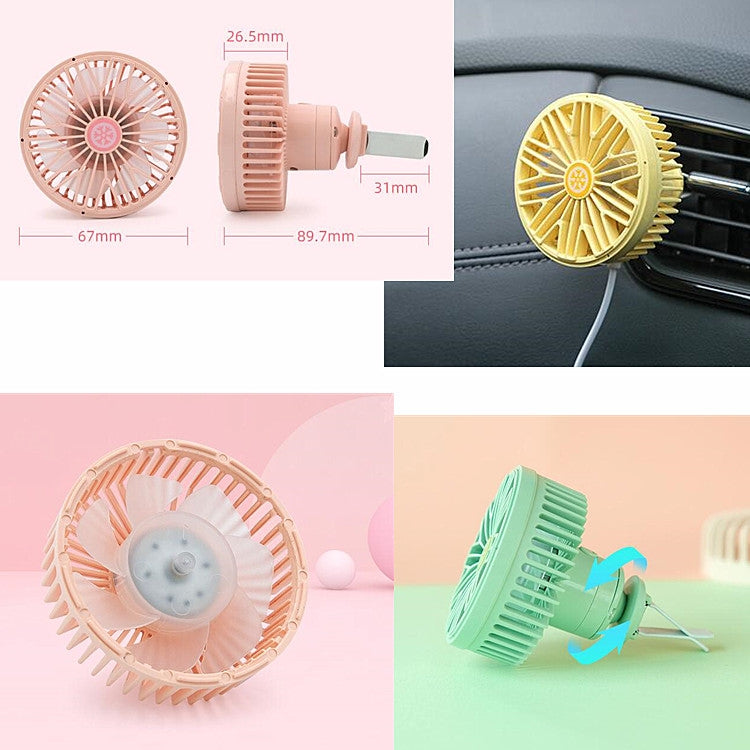 Car Vent Fan Multi-function USB Interface Mini LED Lamp Car Fan