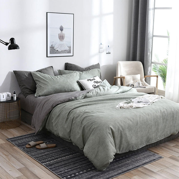 Bedding Set Solid Plaid Side Bed Comforter Duvet Cover Sheet Set, 135*200cm(1xPillowcase,1xQuilt）, 200*200cm(1xPillowcase,1xQuilt）, 180*210cm(2x Pillowcase,1x Quilt）