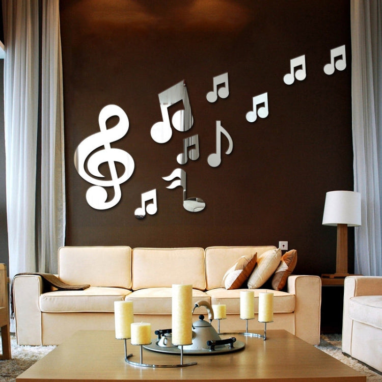 3D Musical Notes Acrylic Mirrors Wall Sticker Home Decor Living Room Wall Decoration Art DIY Wall Stickers